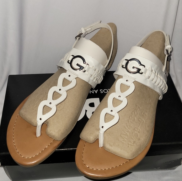 GBG Los Angeles Slingback Sandals Lovey White 8M Manmade Faux Leather - Picture 9 of 16